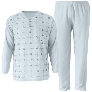 PIŻAMA MĘSKA bawełniana Frota długi rękaw pidżama SPODNIE 4XL