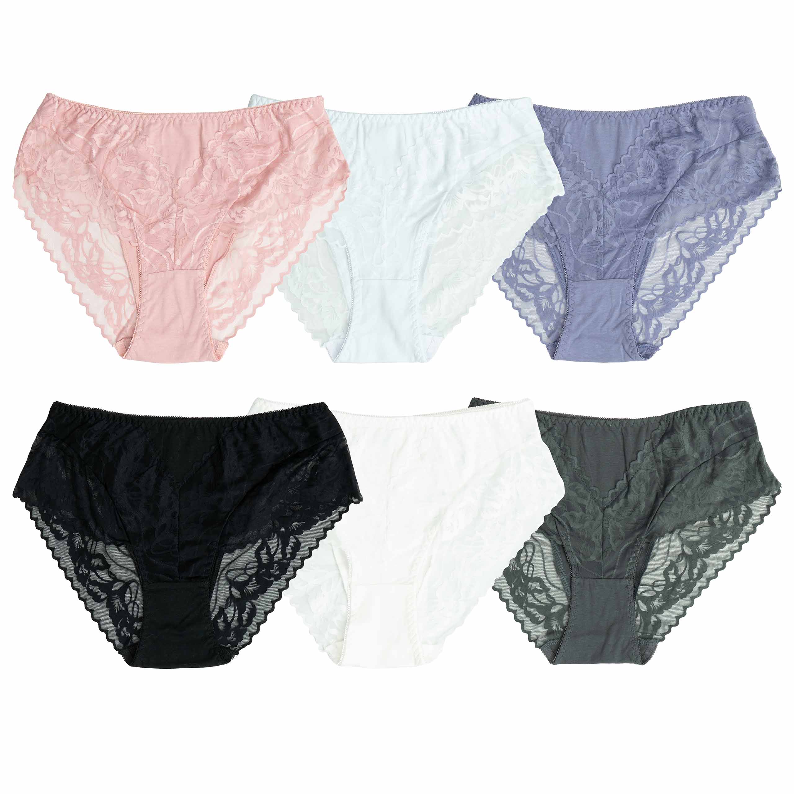 Majtki damskie figi koronka bawełniane bawełna 6pak wysoki stan 3XL 2 Majtki damskie figi koronka bawełniane bawełna 6pak wysoki stan 3XL - obrazek 2