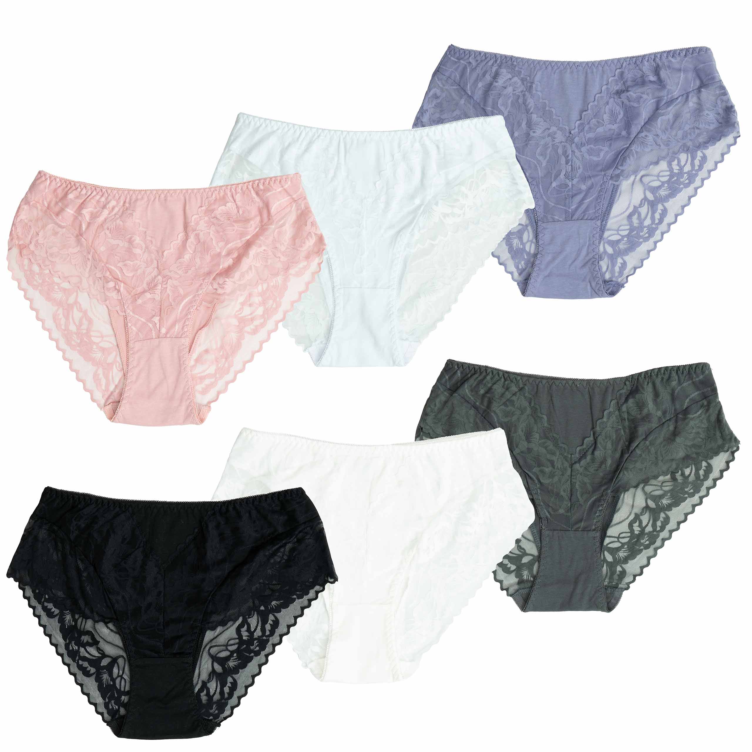 Majtki damskie figi koronka bawełniane bawełna 6pak wysoki stan 3XL 1 Majtki damskie figi koronka bawełniane bawełna 6pak wysoki stan 3XL