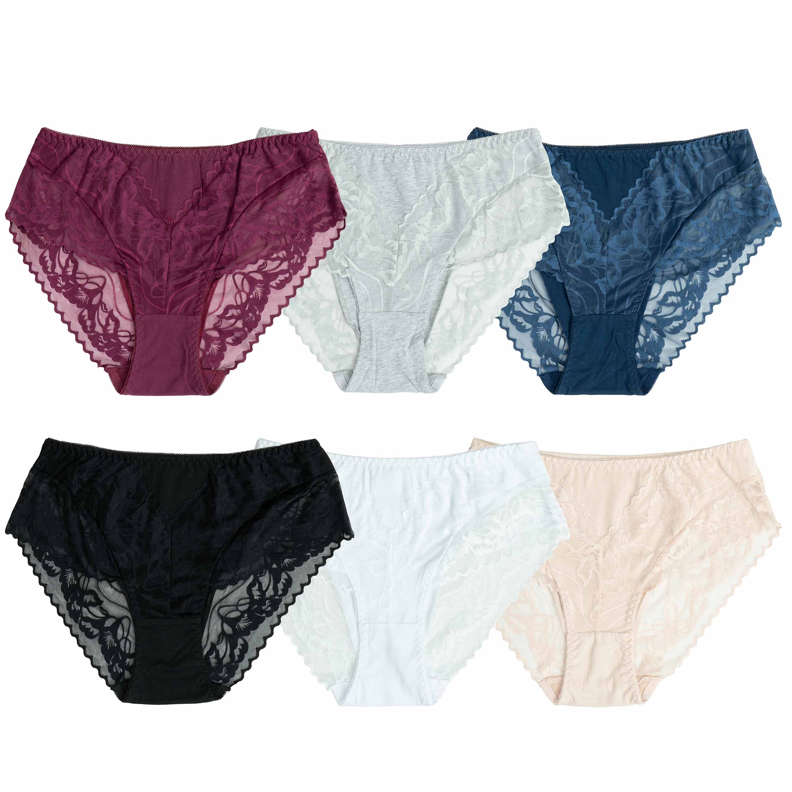 Majtki damskie figi koronka bawełniane bawełna 6pak wysoki stan 3XL 2 Majtki damskie figi koronka bawełniane bawełna 6pak wysoki stan 3XL - obrazek 2