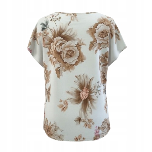 Komplet damski bluzka kwiaty wiązana cienkie spodnie letni plus size 46/48 5 Komplet damski bluzka kwiaty wiązana – beżowy