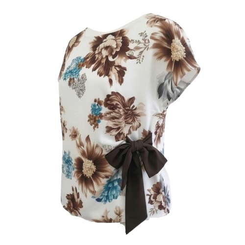 Komplet damski bluzka kwiaty wiązana cienkie spodnie letni plus size 46/48 5 Komplet damski bluzka kwiaty wiązana – brąz