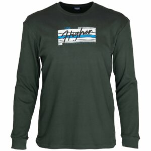 Podkoszulka longsleeve męska bawełniana z nadrukiem, kolor khaki – przód