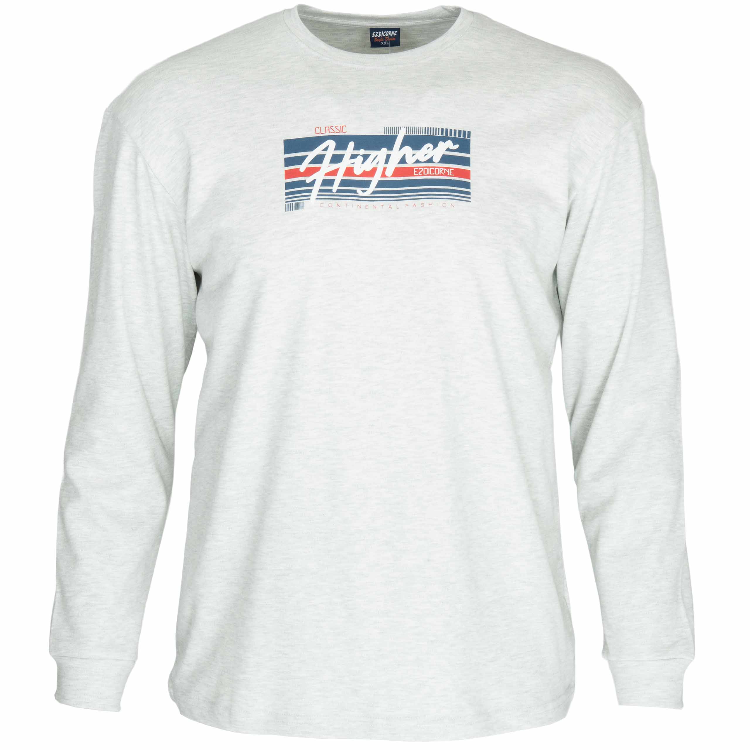 Podkoszulka Longsleeve bawełna T-shirt długi rękaw męska z nadrukiem M/L 1 Podkoszulka longsleeve męska bawełniana z nadrukiem, kolor jasnoszary melanż – przód