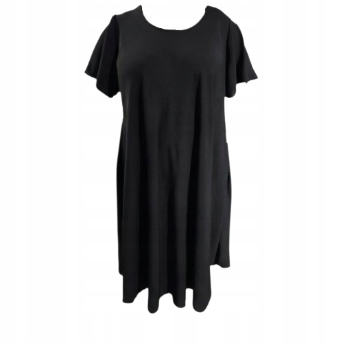 Zwiewna Sukienka Letnia Haft Luźna trapezowa elegancka plus size 50/52 2 Zwiewna Sukienka Letnia Haft Luźna – czarny
