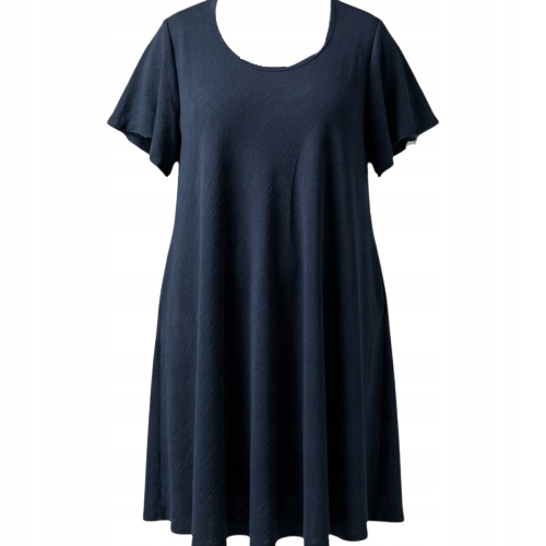 Zwiewna Sukienka Letnia Haft Luźna trapezowa elegancka plus size 50/52 3 Zwiewna Sukienka Letnia Haft Luźna – granat