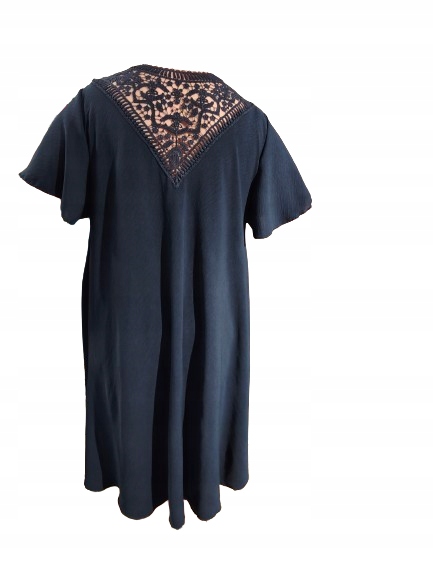 Zwiewna Sukienka Letnia Haft Luźna trapezowa elegancka plus size 50/52 4 Zwiewna Sukienka Letnia Haft Luźna – granat