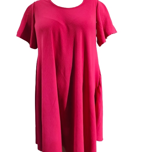 Zwiewna Sukienka Letnia Haft Luźna trapezowa elegancka plus size 50/52 2 Zwiewna Sukienka Letnia Haft Luźna – rozowa