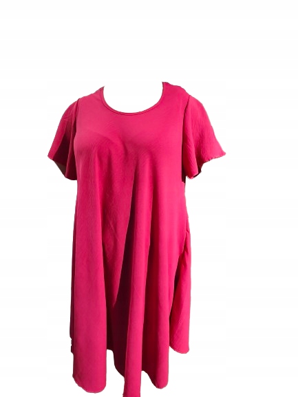 Zwiewna Sukienka Letnia Haft Luźna trapezowa elegancka plus size 50/52 3 Zwiewna Sukienka Letnia Haft Luźna – rozowa