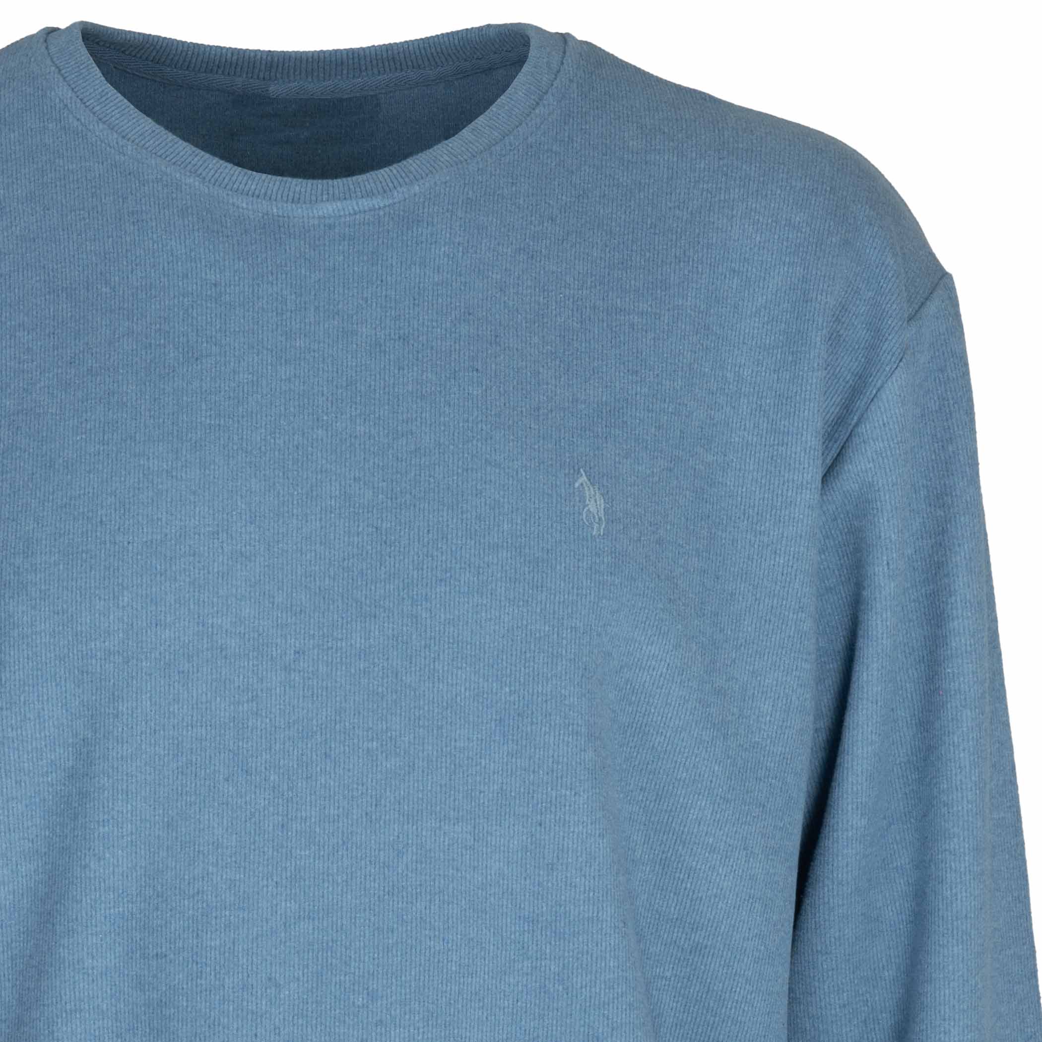 Bluza męska wkładana przez głowę bez kaptura gładka turecka duża 3XL/4XL 4 Bluza męska wkładana przez głowę bez kaptura, kolor niebieski – zbliżenie dekoltu