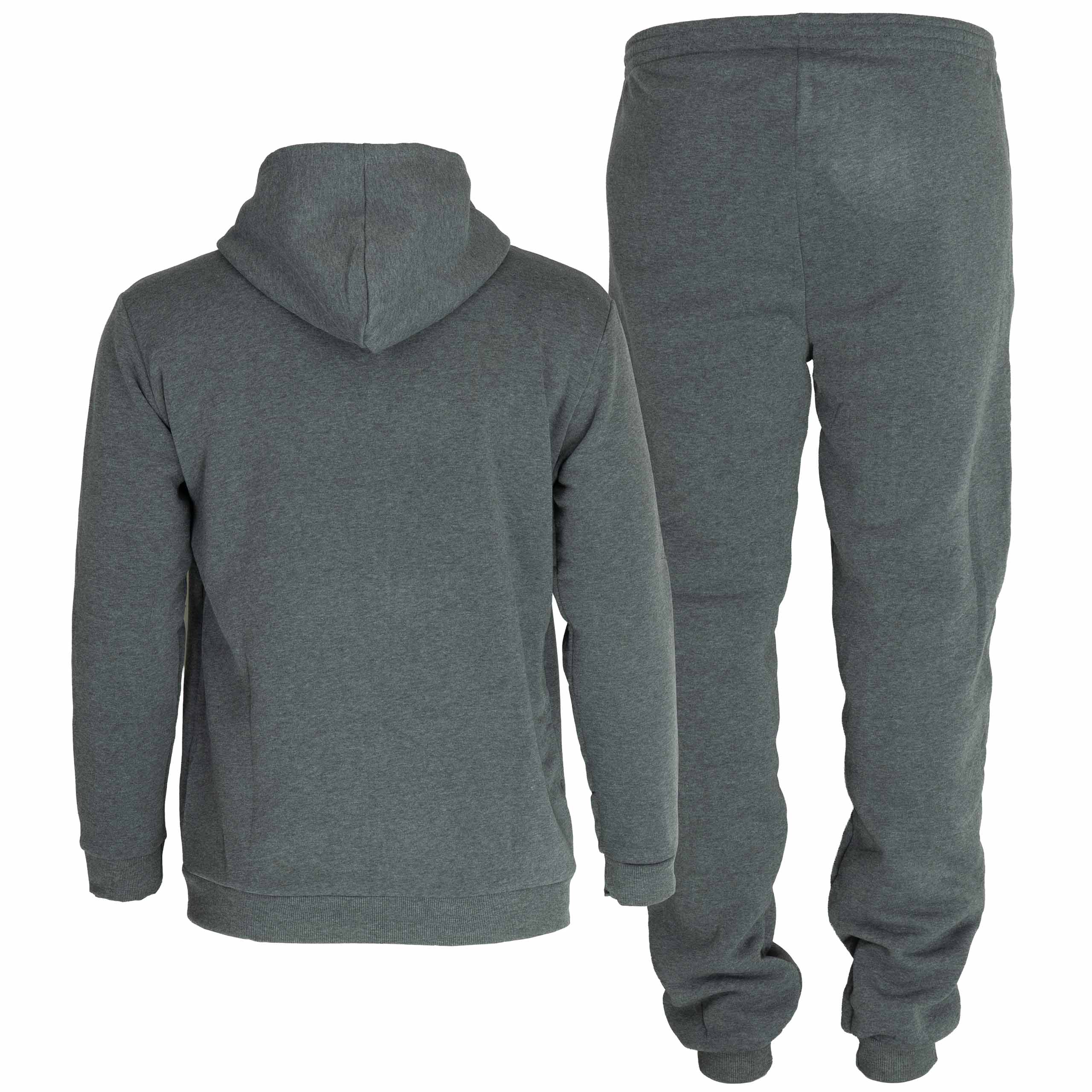 Dres męski komplet BAWEŁNIANY bluza Z KAPTUREM rozpinana i spodnie L/XL 3 Dres męski komplet: bluza z kapturem i spodnie, kolor jasnoszary melanż – komplet tył