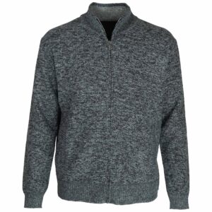 Sweter męski rozpinany na zamek, ocieplany, kolor szary melanż – przód