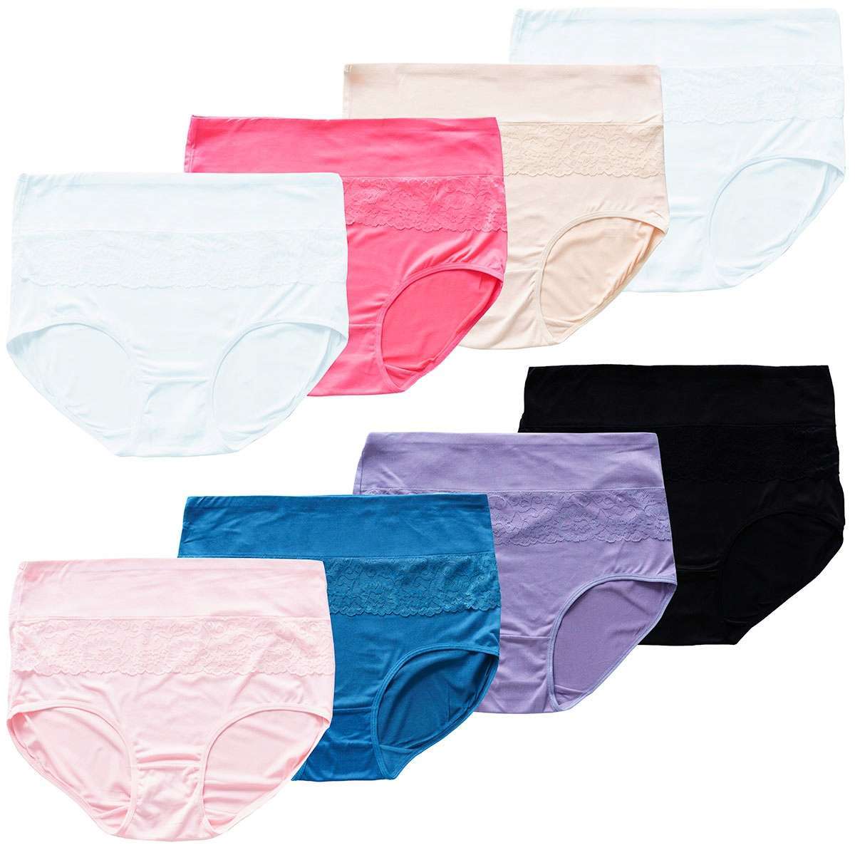 majtki damskie bambusowe figi 8-pak zestaw koronka wysoki stan 7XL / 8XL 1 17169971809