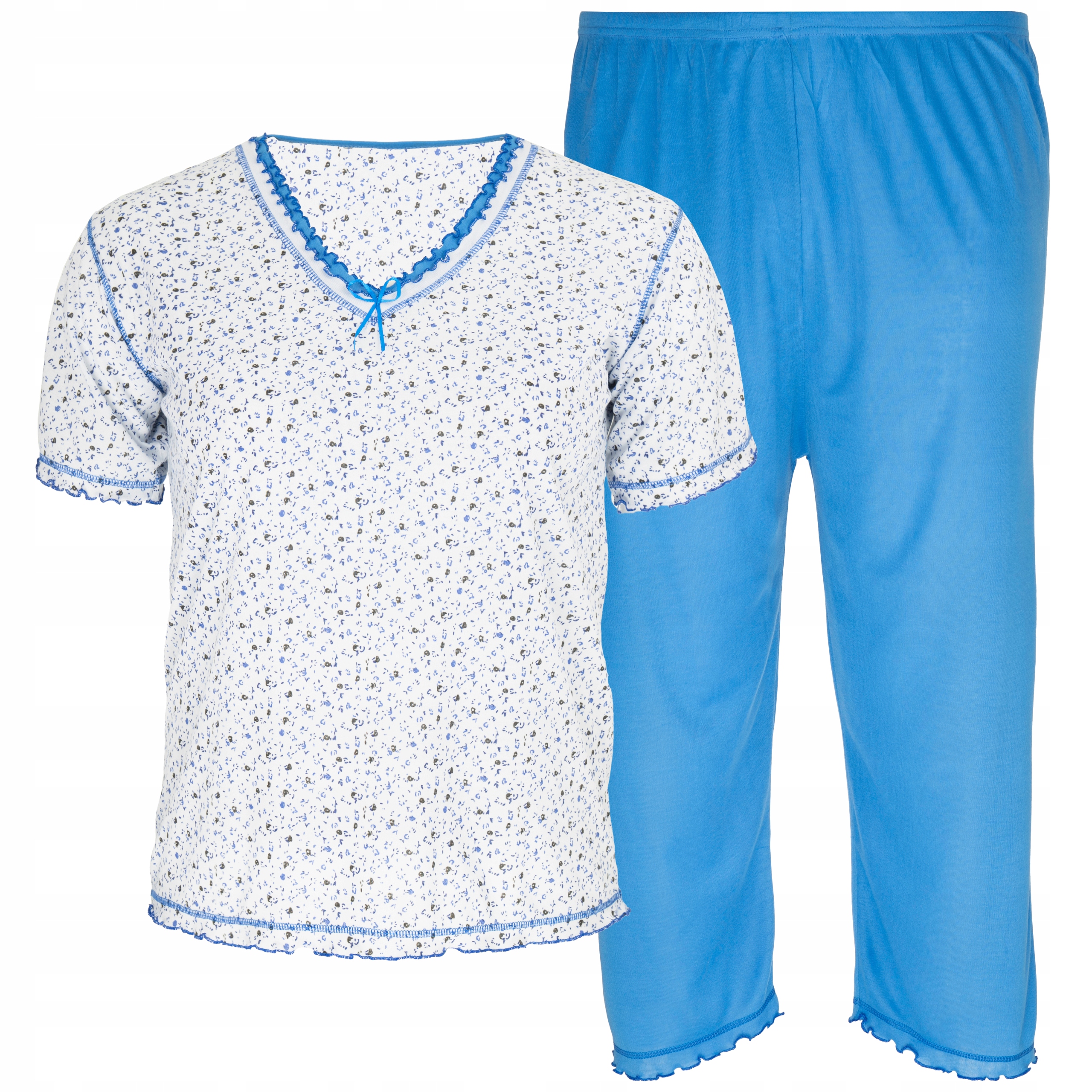 Piżama damska bawełniana dwuczęściowa spodnie 3/4 krótki rękaw 5XL / 6XL 1 17659871942