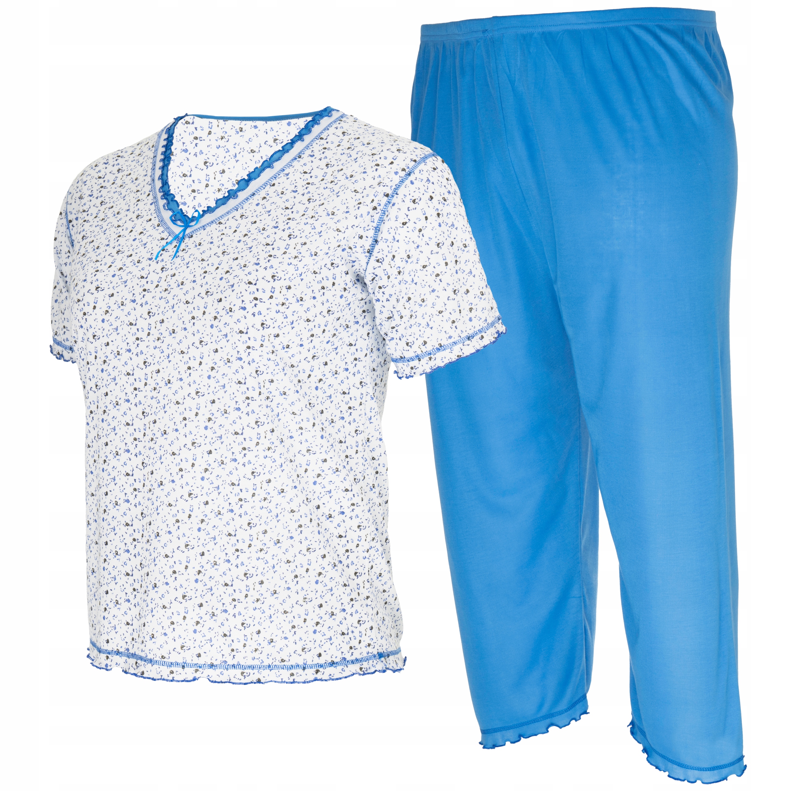 Piżama damska bawełniana dwuczęściowa spodnie 3/4 krótki rękaw 5XL / 6XL 2 17659871942